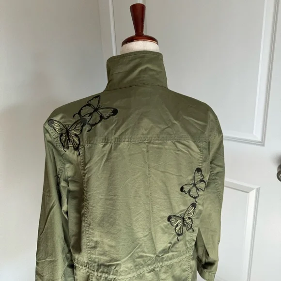 Michael Kors Butterfly-Embroidered Cargo Jacket Green Large - Picture 11 of 11